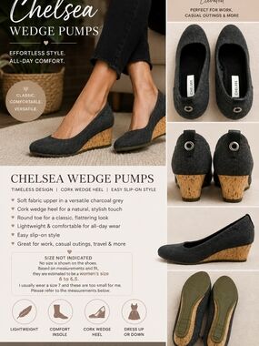 Chelsea Wedge Pumps - Charcoal Grey